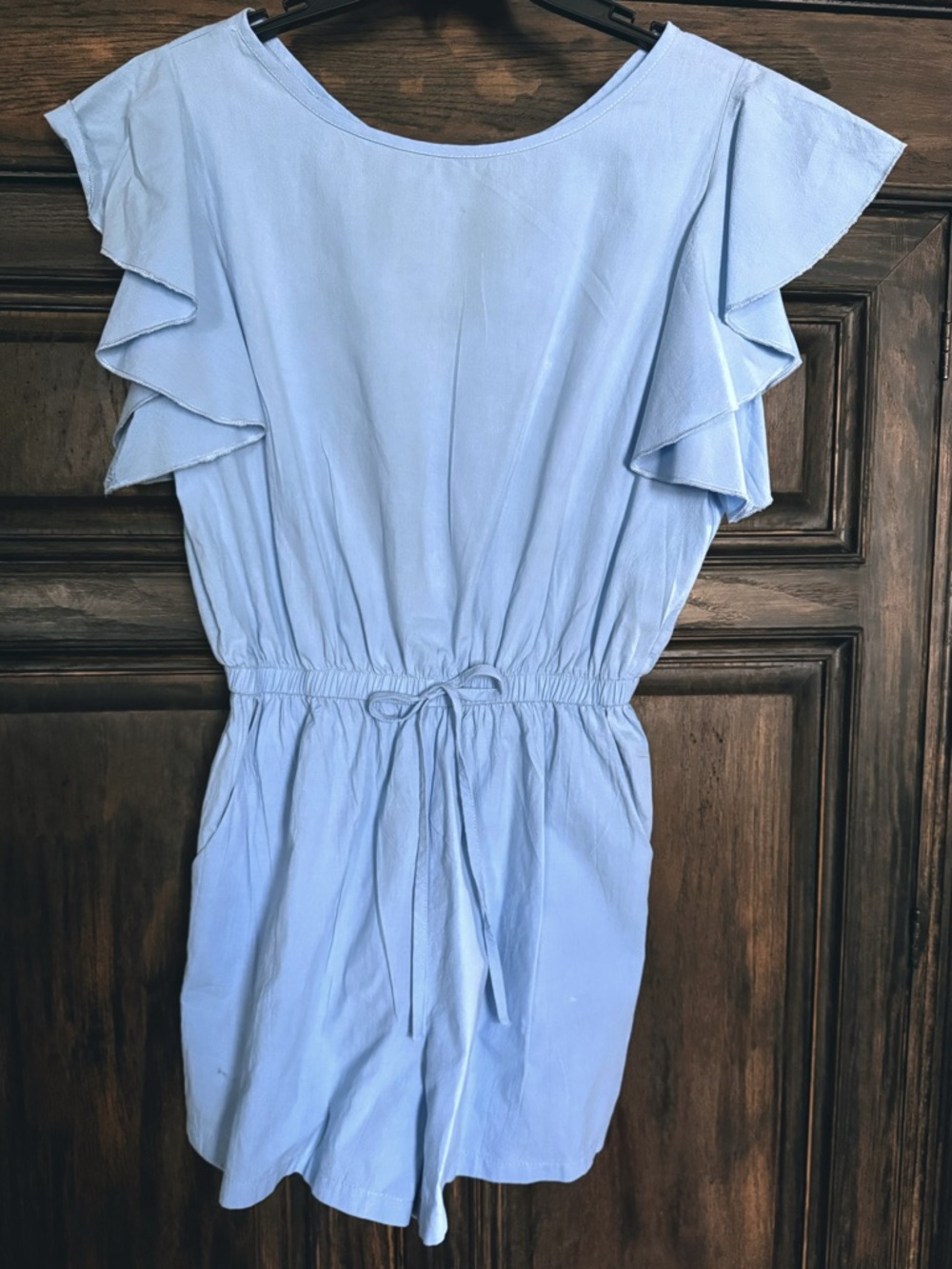 Light Blue Flutter Sleeve Romper